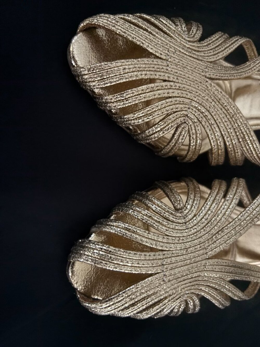 ZARA Champagne Metallic Strappy Slide Sandals Women's US 9 EU 40 Elegant Party - Picture 4 of 5